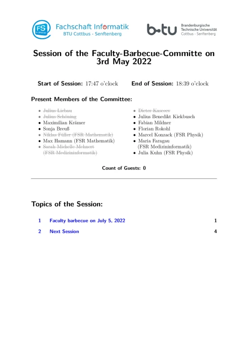 First Page of Session Minute from 03.05.2022