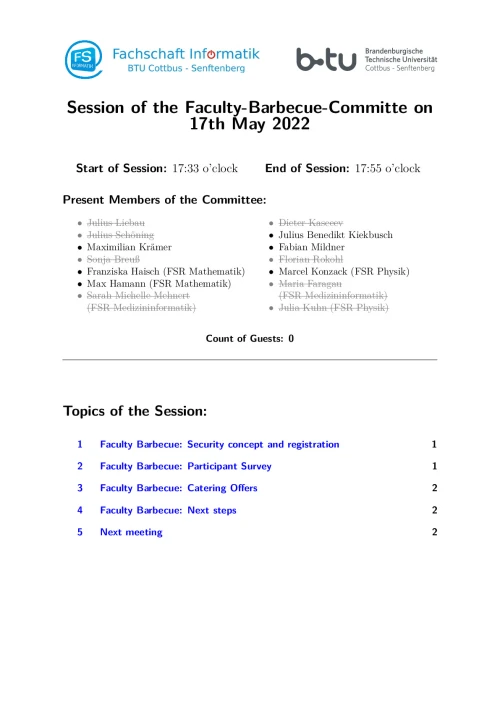 First Page of Session Minute from 17.05.2022