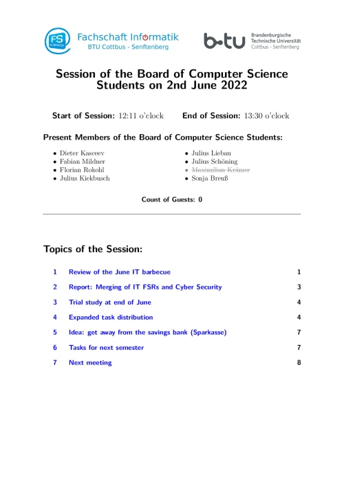 First Page of Session Minute from 02.06.2022