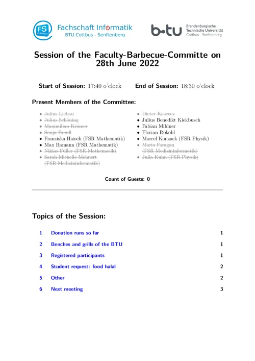 First Page of Session Minute from 28.06.2022