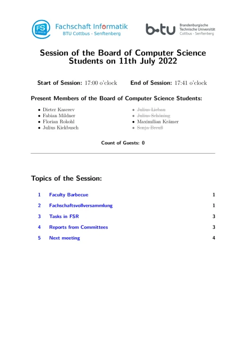 First Page of Session Minute from 11.07.2022