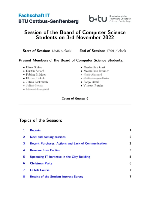 First Page of Session Minute from 03.11.2022