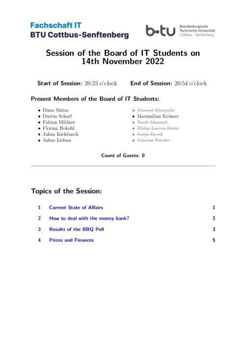 First Page of Session Minute from 14.11.2022