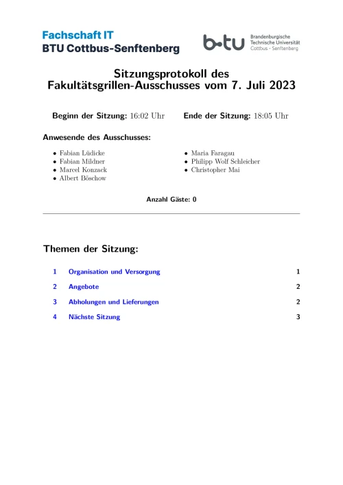 Erste Seite des Protokolls vom 07.07.2023