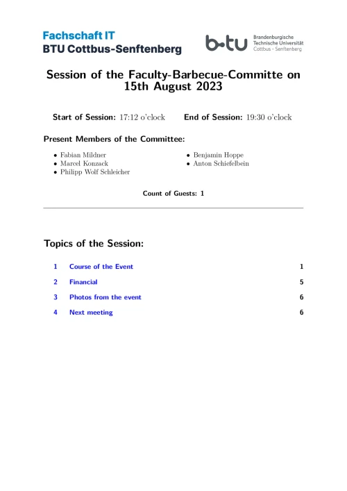 First Page of Meeting Notes from 15.08.2023