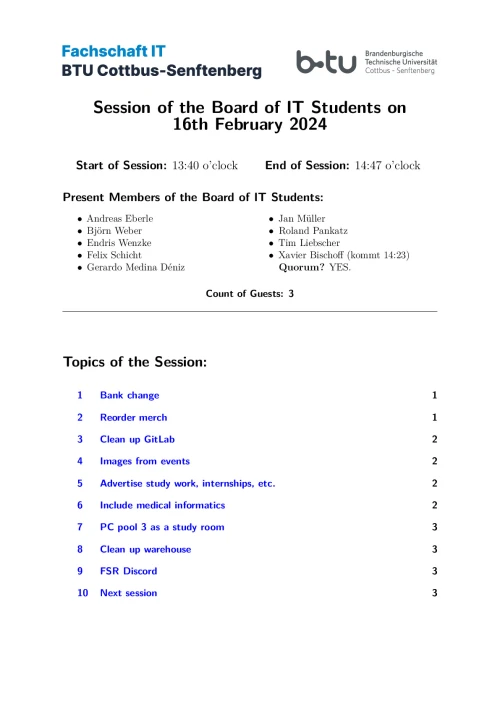 First Page of Meeting Notes from 16.02.2024
