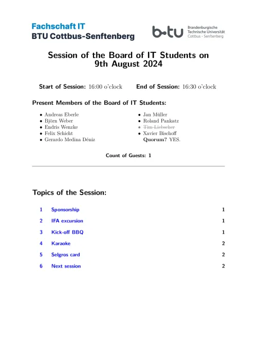 First Page of Meeting Notes from 09.08.2024