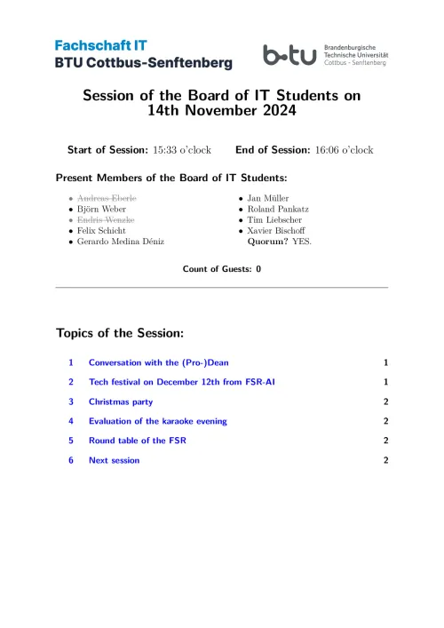 First Page of Meeting Notes from 14.11.2024