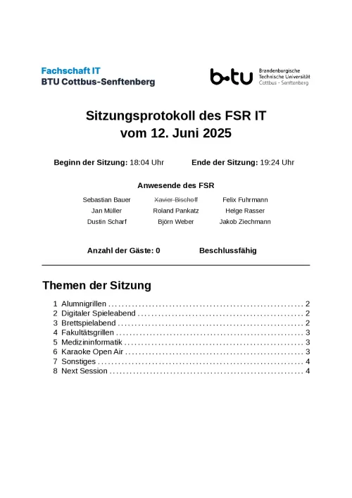 Erste Seite des Protokolls vom 12.06.2025