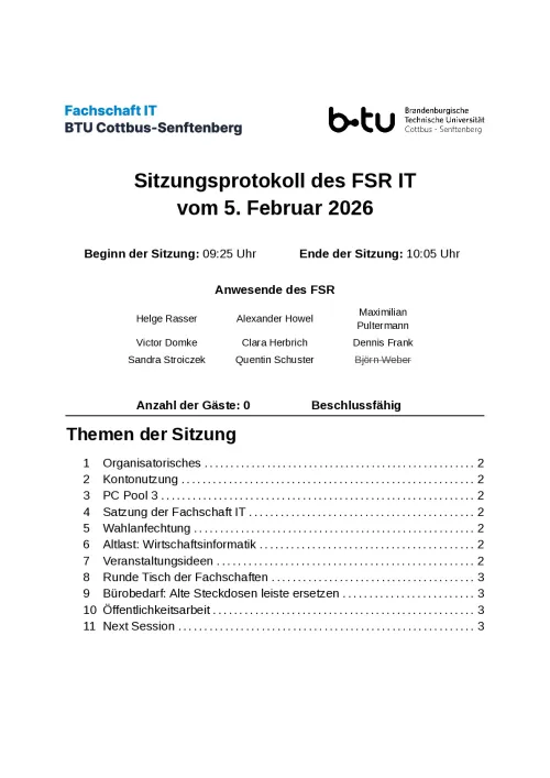 Erste Seite des Protokolls vom 05.02.2026