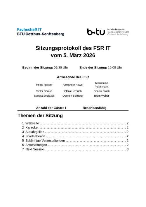 Erste Seite des Protokolls vom 05.03.2026