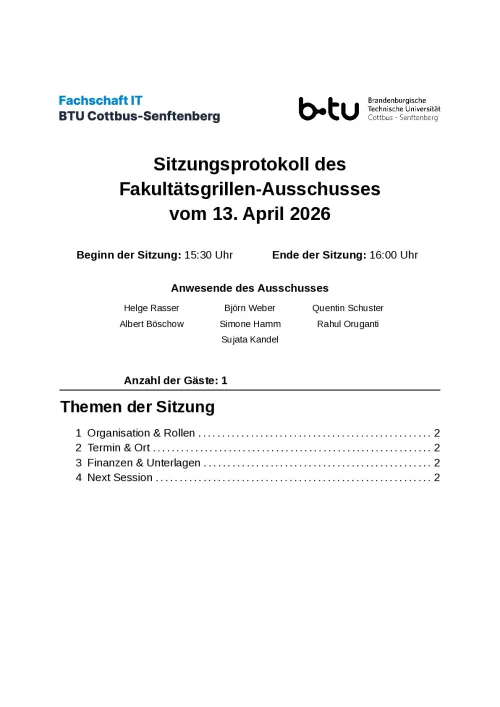 Erste Seite des Protokolls vom 13.04.2026