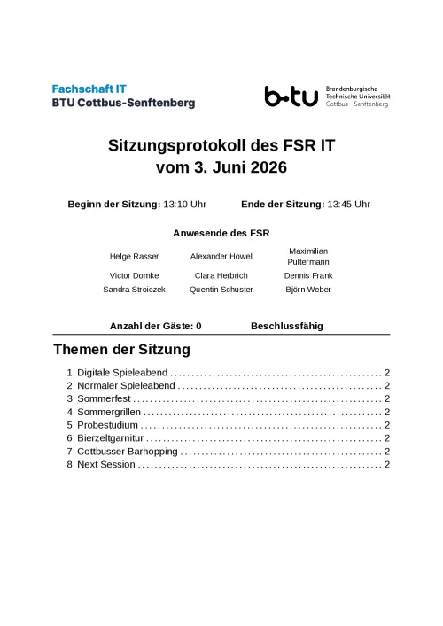 Erste Seite des Protokolls vom 03.06.2026