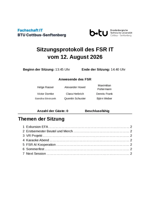 Erste Seite des Protokolls vom 12.08.2026