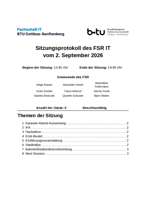 Erste Seite des Protokolls vom 02.09.2026