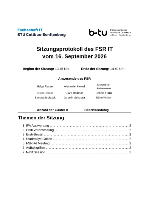 Erste Seite des Protokolls vom 16.09.2026